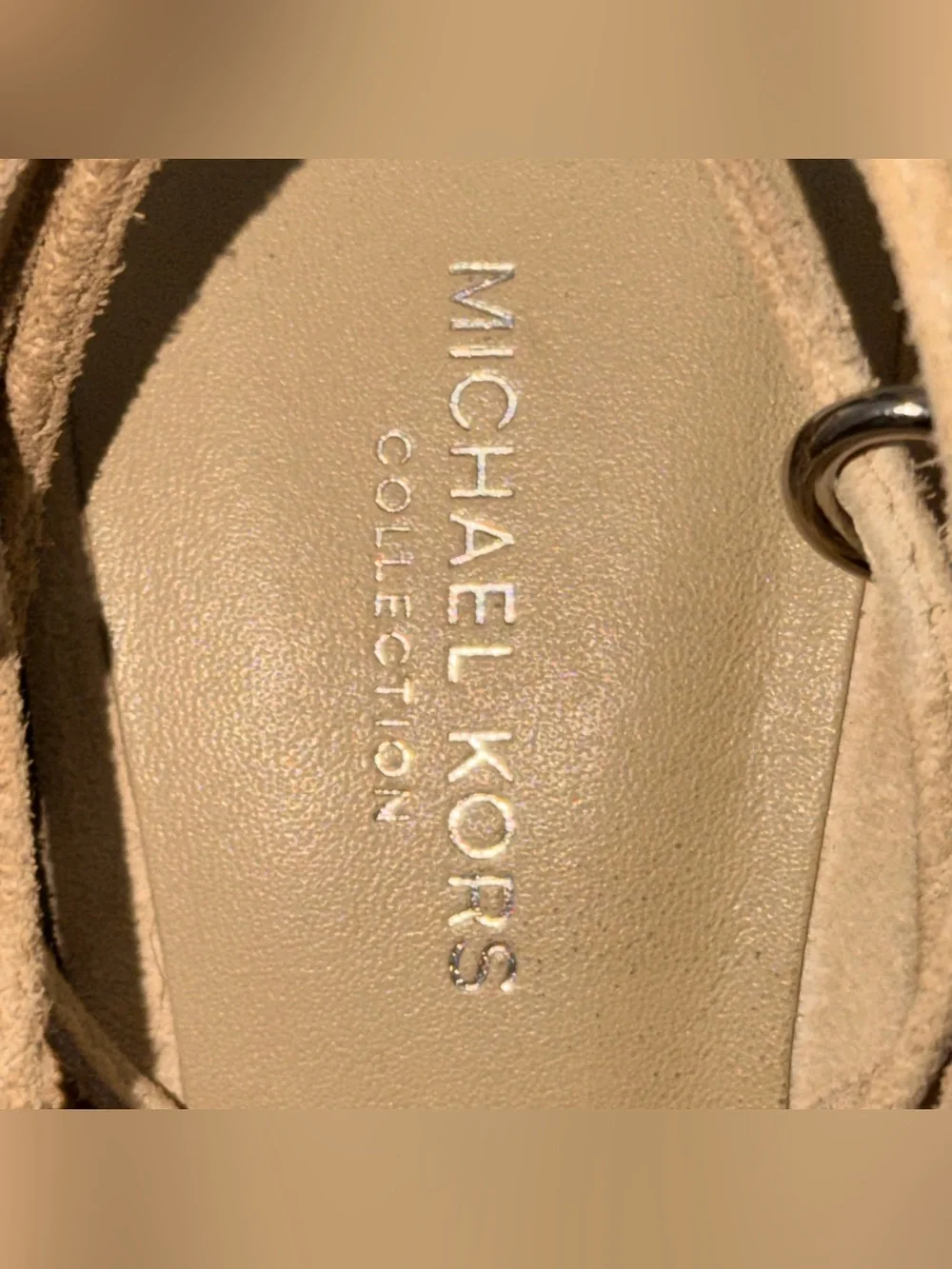 Michael Kors Collection Beige Espadrille Wedge Sandals